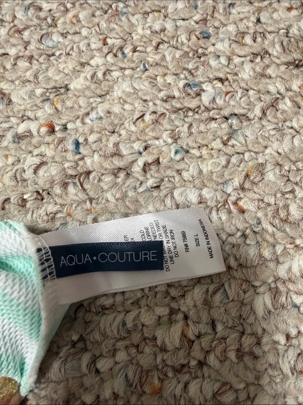 Striped Mint & White Swim Camisole with Front Tie - Picture 3 of 3